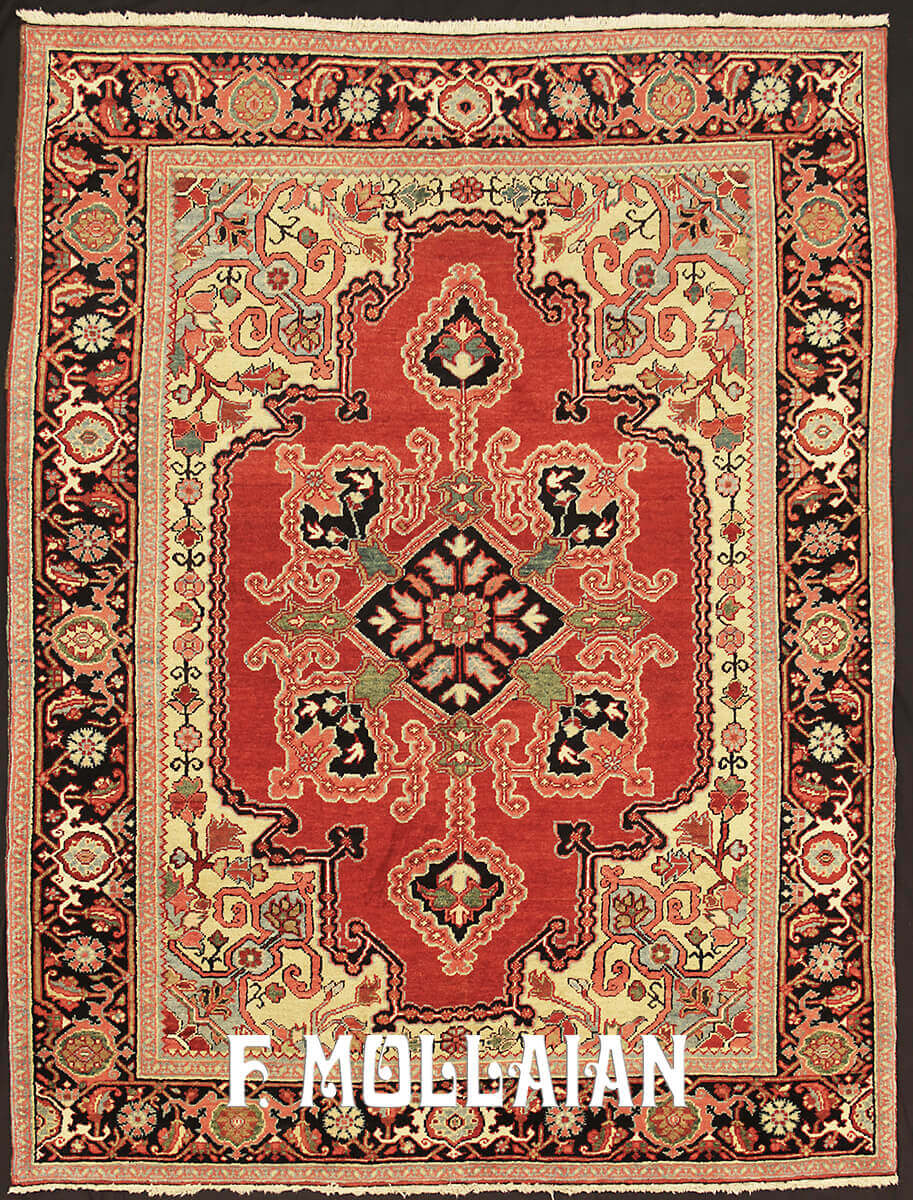 Antique Persian Bakshayesh Medallion Field Rug n°:89204232